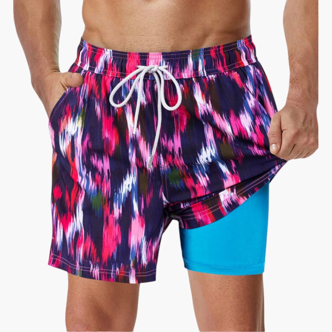 Calções de banho para homens com bolsos laterais