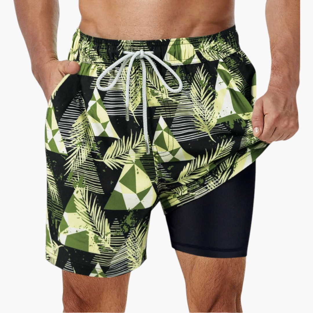Calções de banho para homens com bolsos laterais