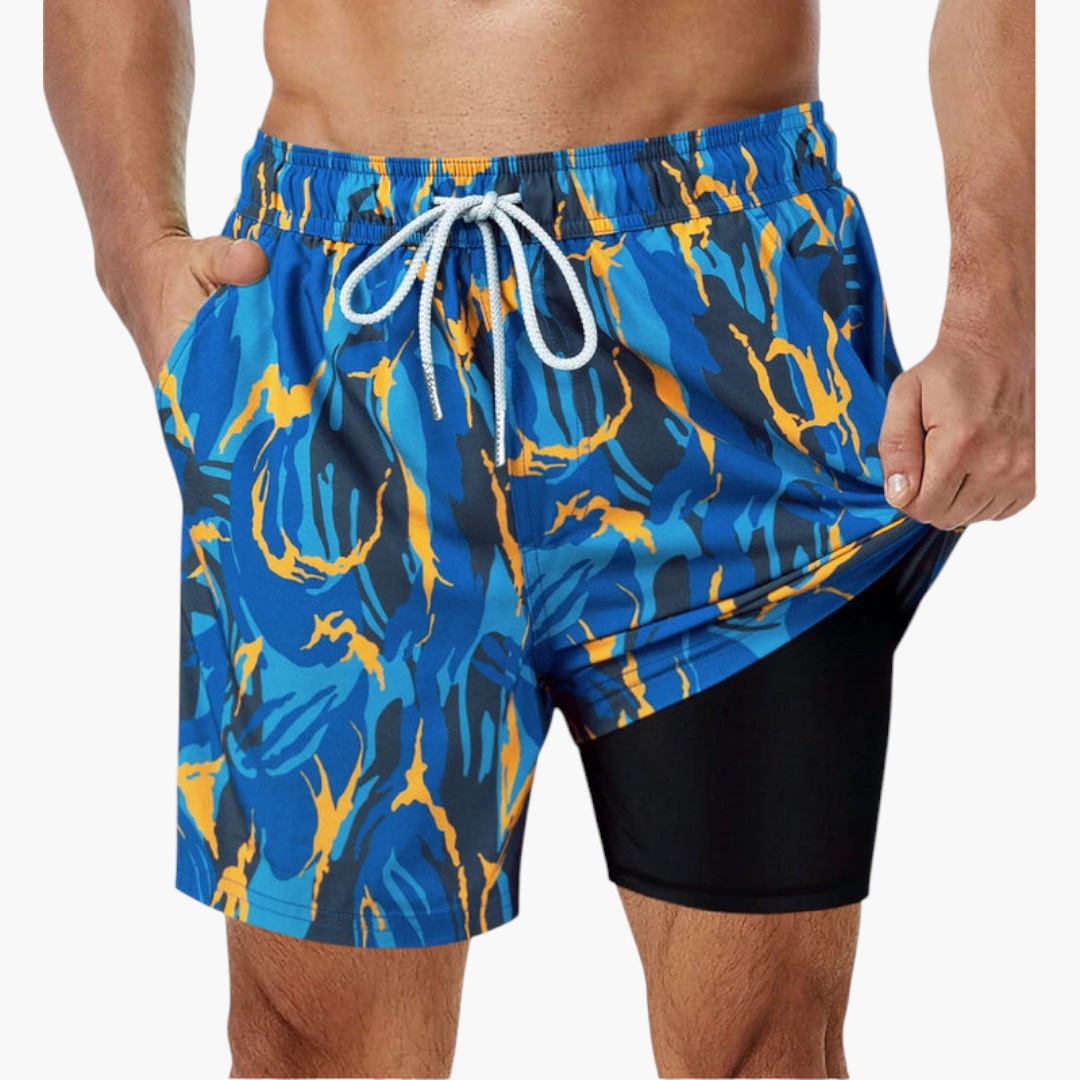 Calções de banho para homens com bolsos laterais
