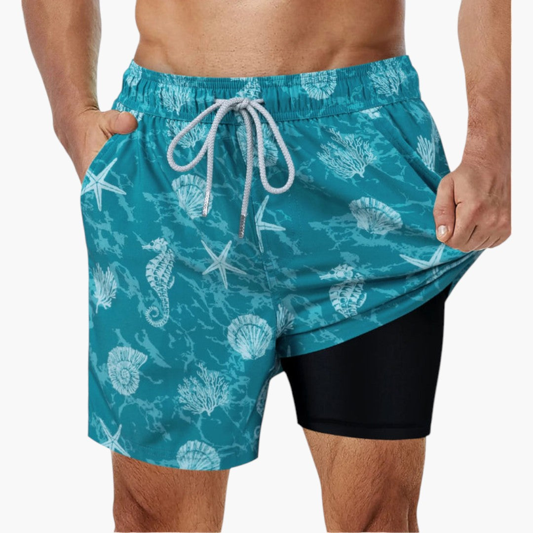 Calções de banho para homens com bolsos laterais