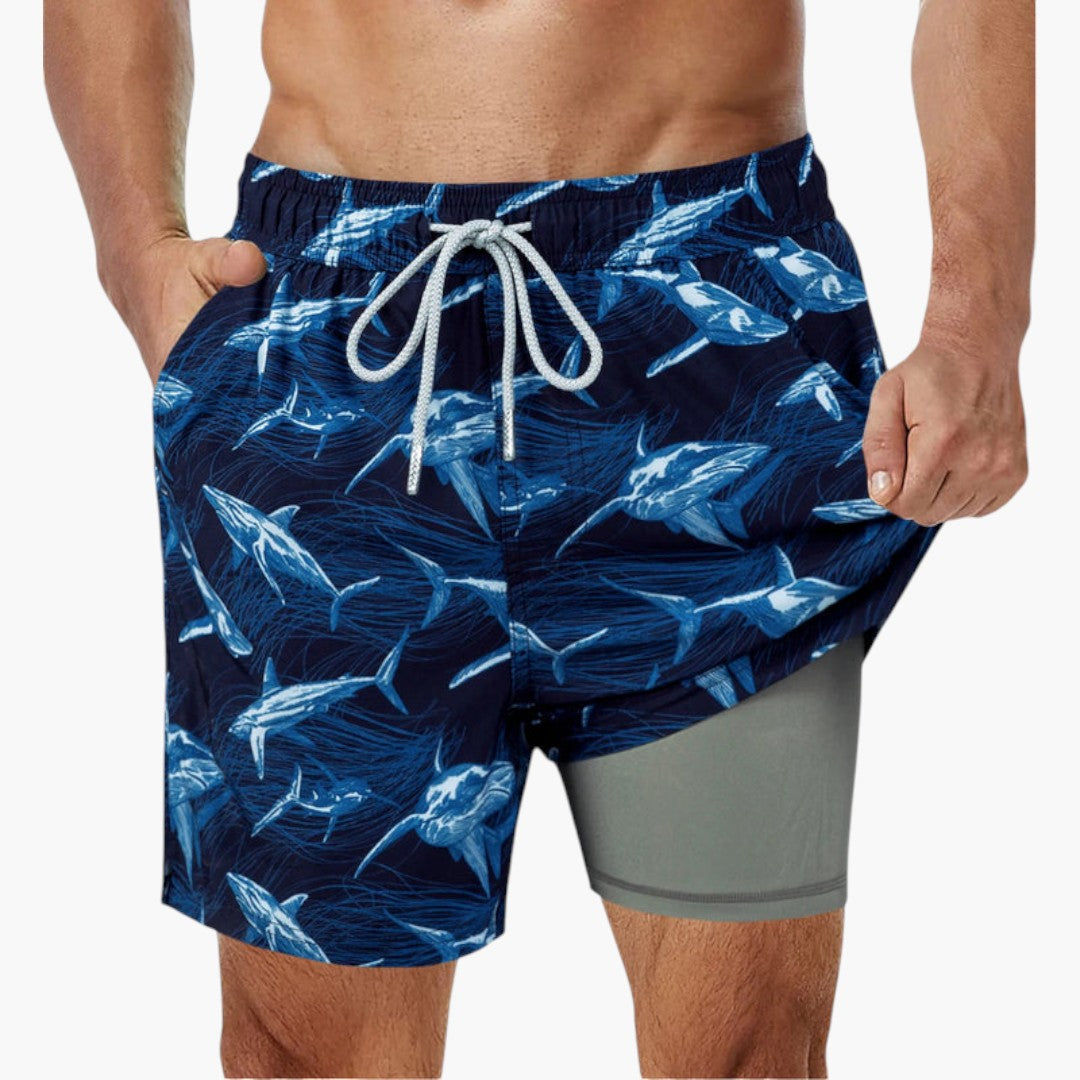 Calções de banho para homens com bolsos laterais