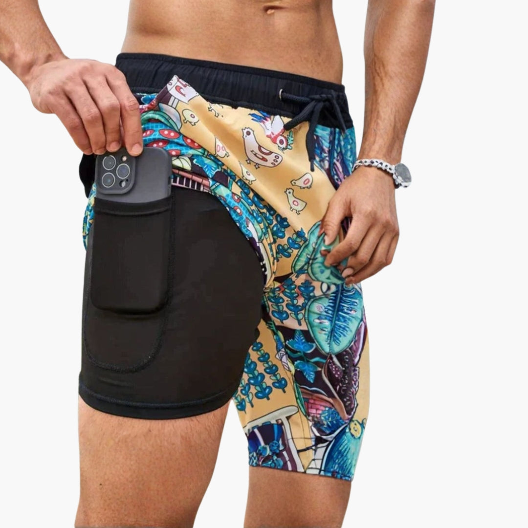 Costume da bagno corto da uomo con tasca per telefono