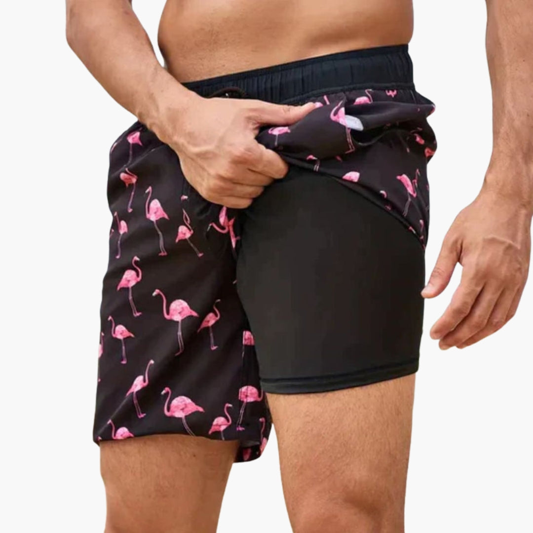 Costume da bagno corto da uomo con tasca per telefono