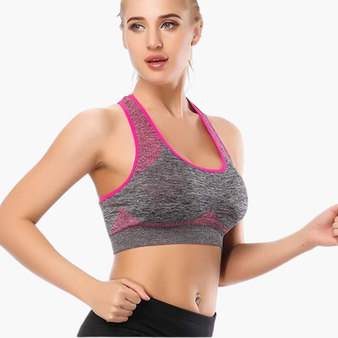 Reggiseno sportivo da donna con spalline regolabili e fascia elastica sotto il seno