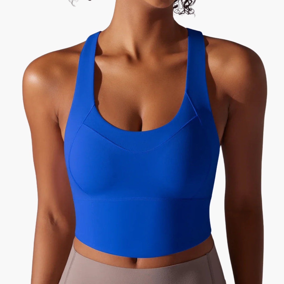 Reggiseno da yoga donna con schiena incrociata e taglio corto