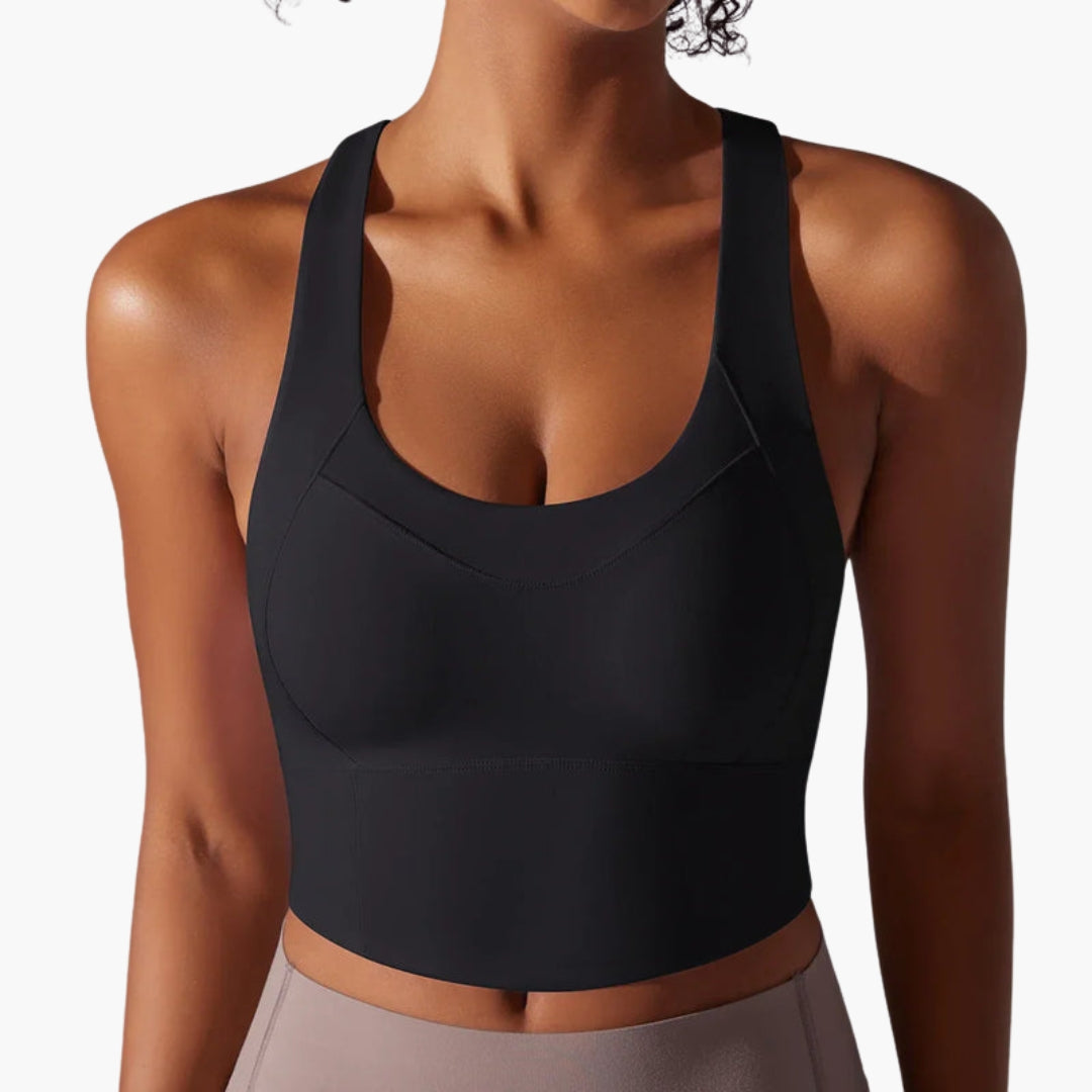 Reggiseno da yoga donna con schiena incrociata e taglio corto