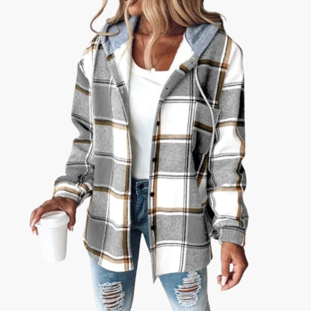 Surchemise femme avec capuche et fermeture à boutons