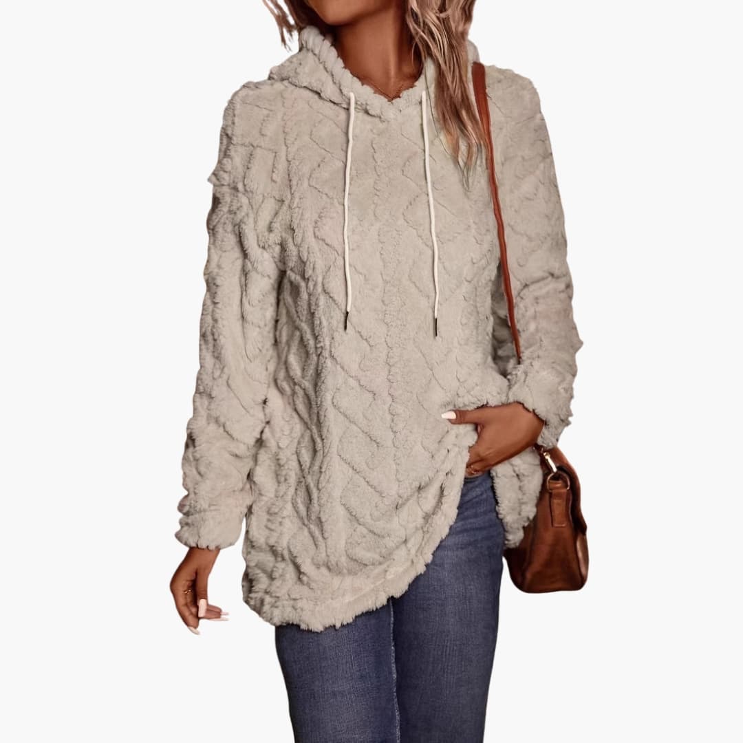 Sweat com Capuz Polar Feminino com Padrão Texturizado