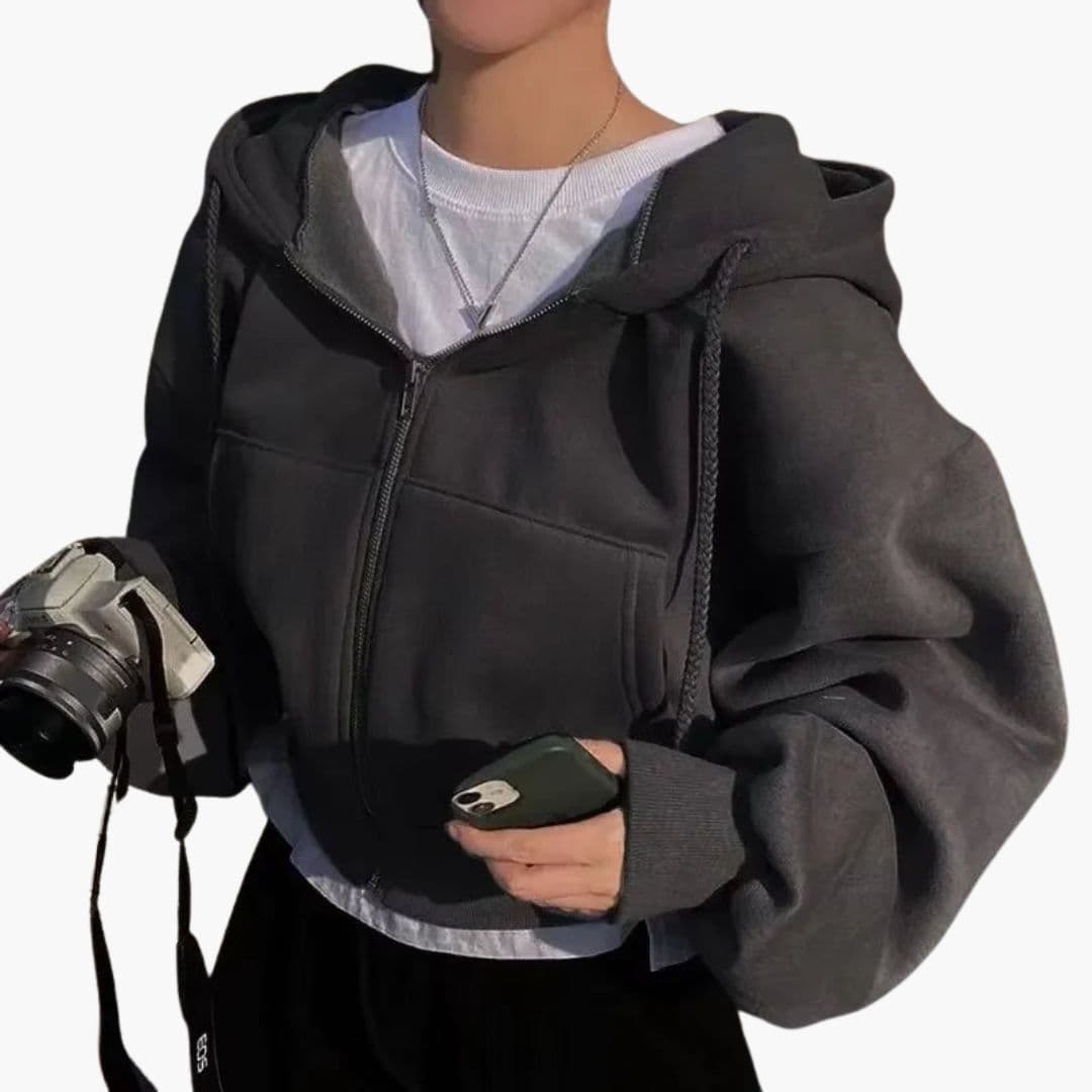 Sudadera corta con capucha para mujer