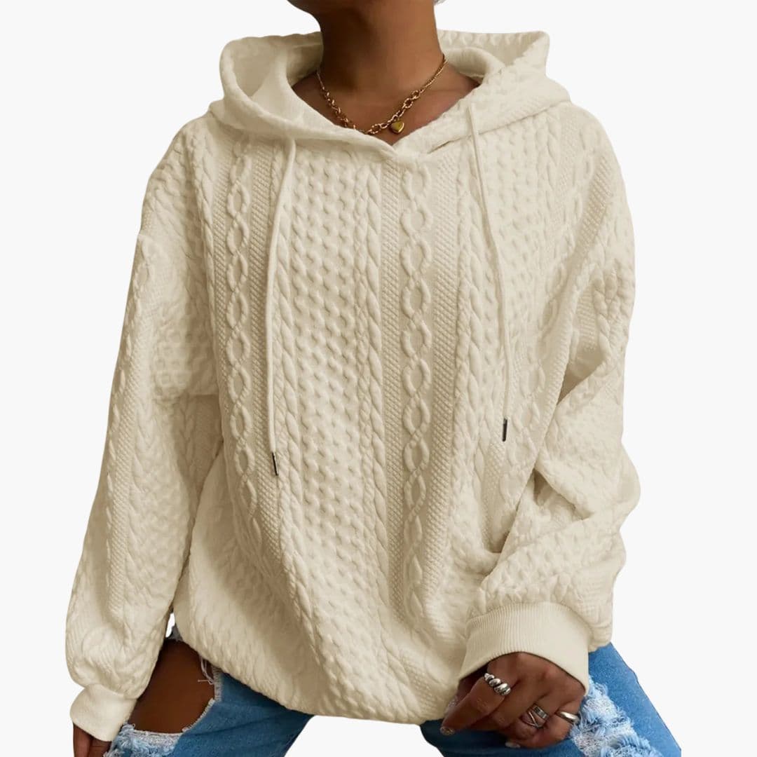 Sudadera con capucha para mujer con textura trenzada