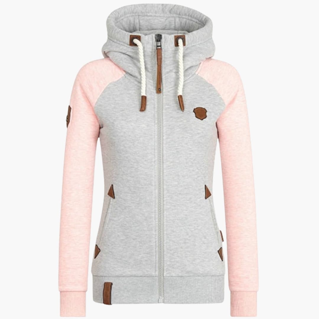 Sweat à capuche femme avec fermeture zippée et manches longues