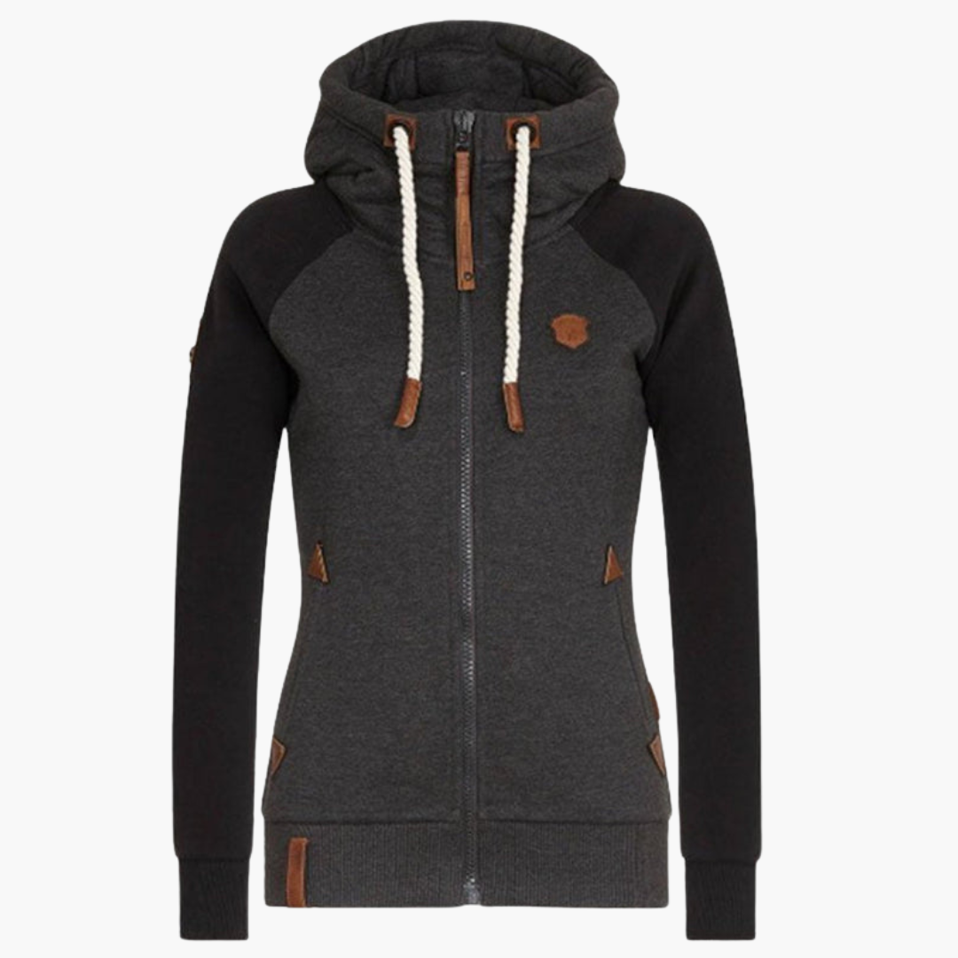 Women's zip-up hoodie with drawstring
