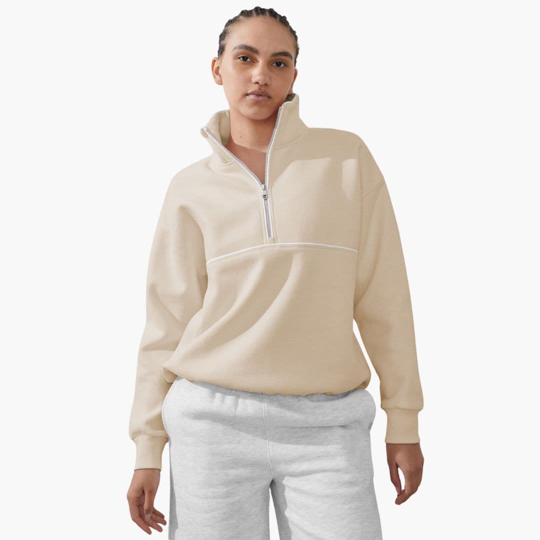 Sudadera deportiva para mujer con cuello alto y cierre de cremallera