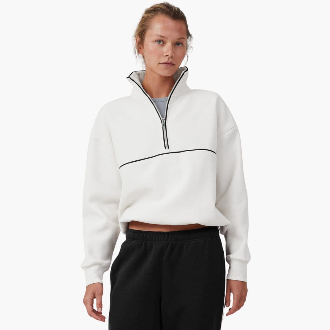 Sudadera deportiva para mujer con cuello alto y cierre de cremallera