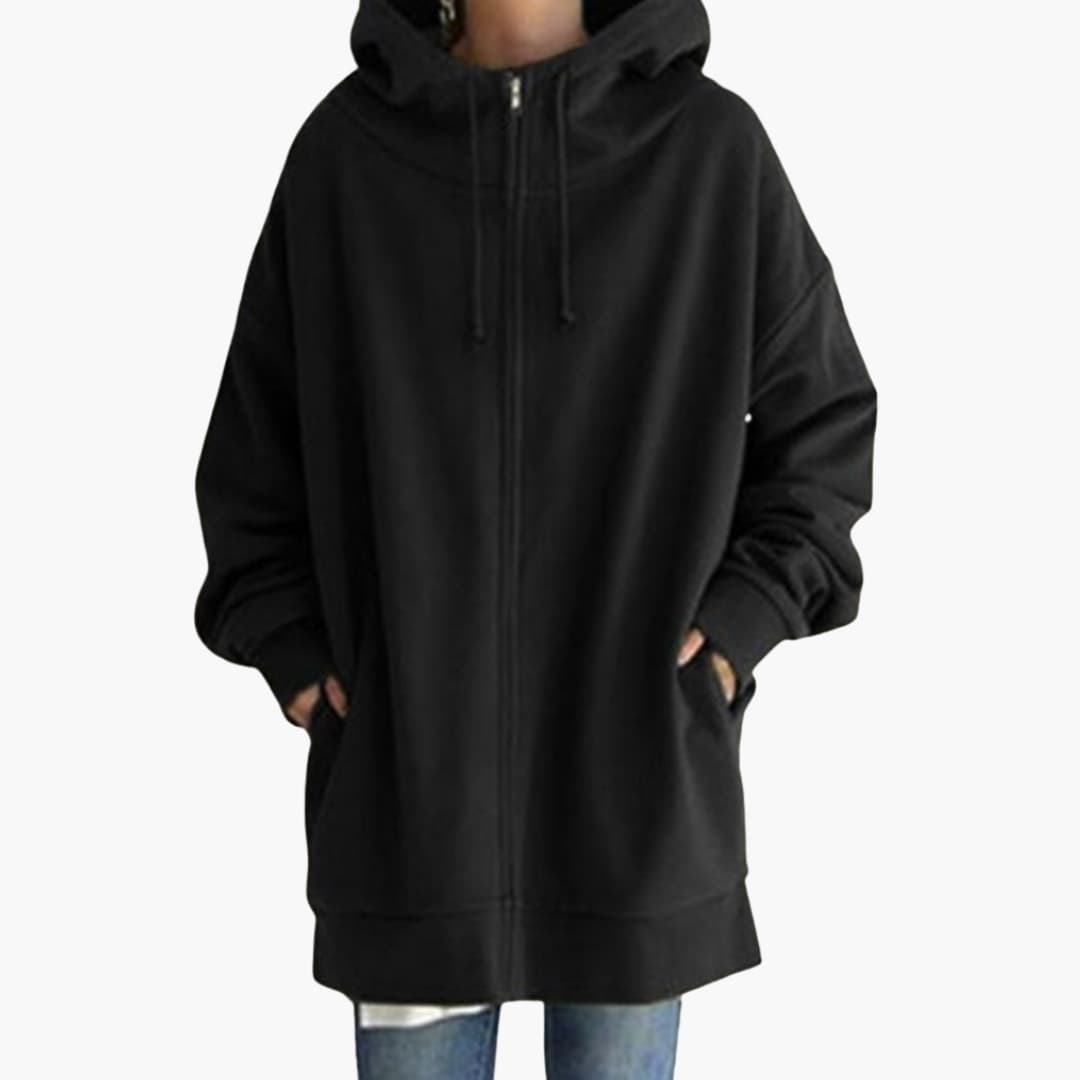 Sweat femme à capuche zippé avec poches latérales