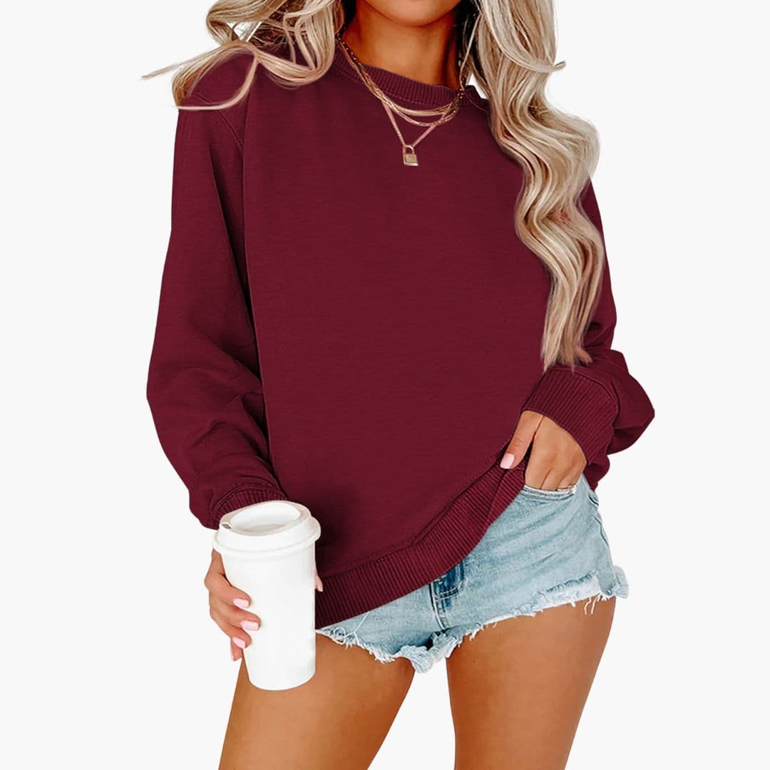 Sudadera mujer con cuello redondo y mangas largas