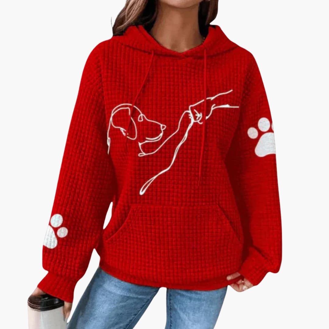 Women's sweatshirt with hood and smooth surface