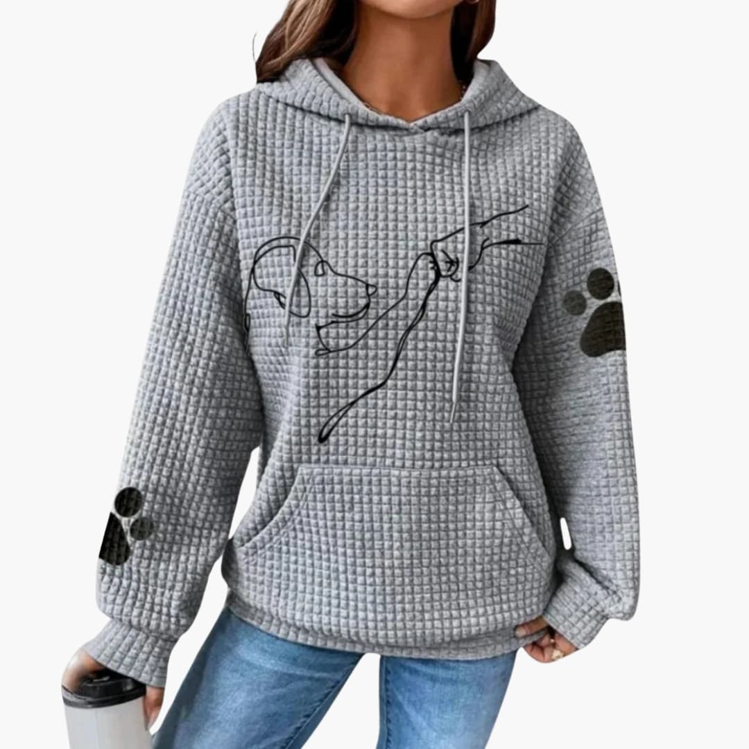 Sweat feminino com capuz e superfície lisa