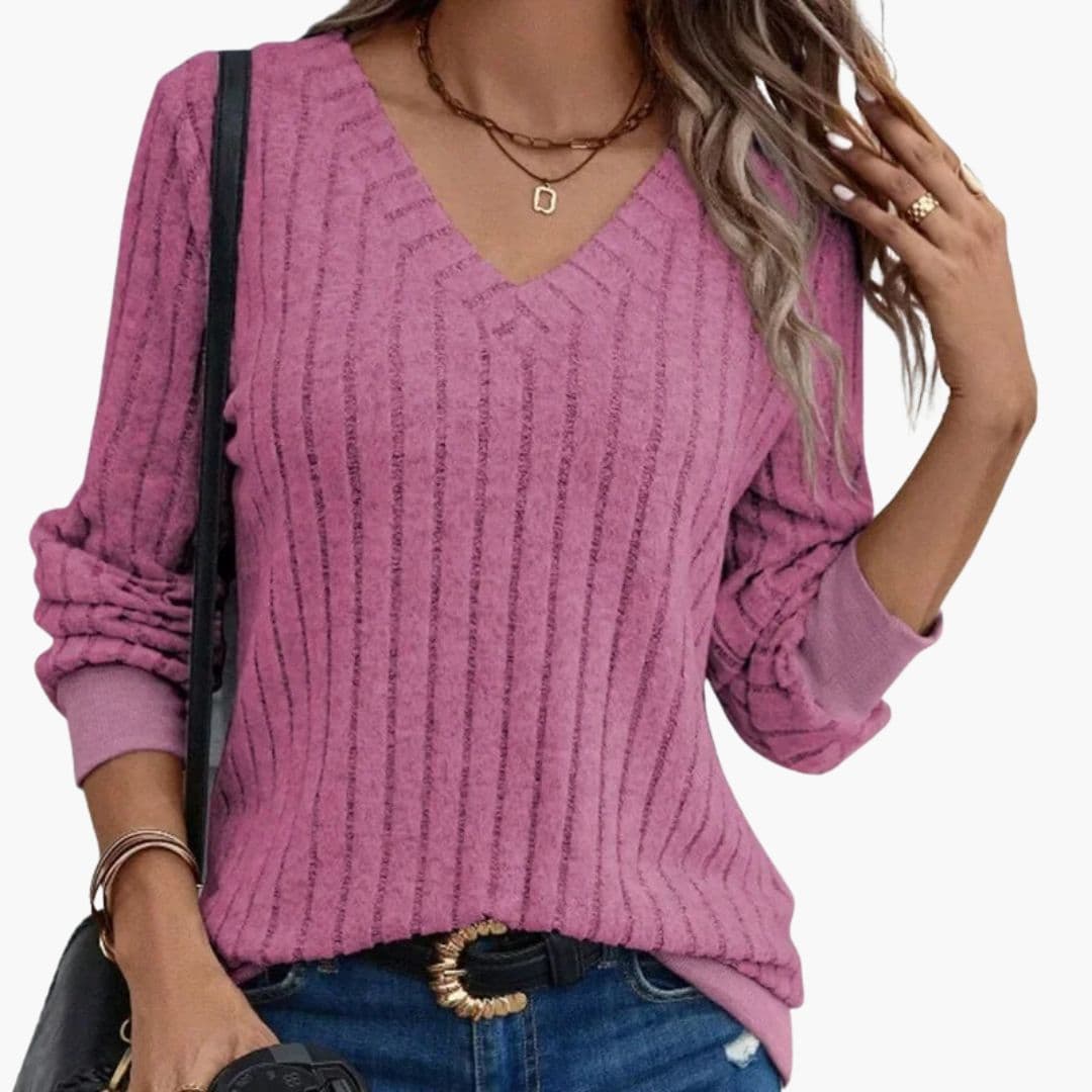 Sudadera mujer cuello en V de manga larga