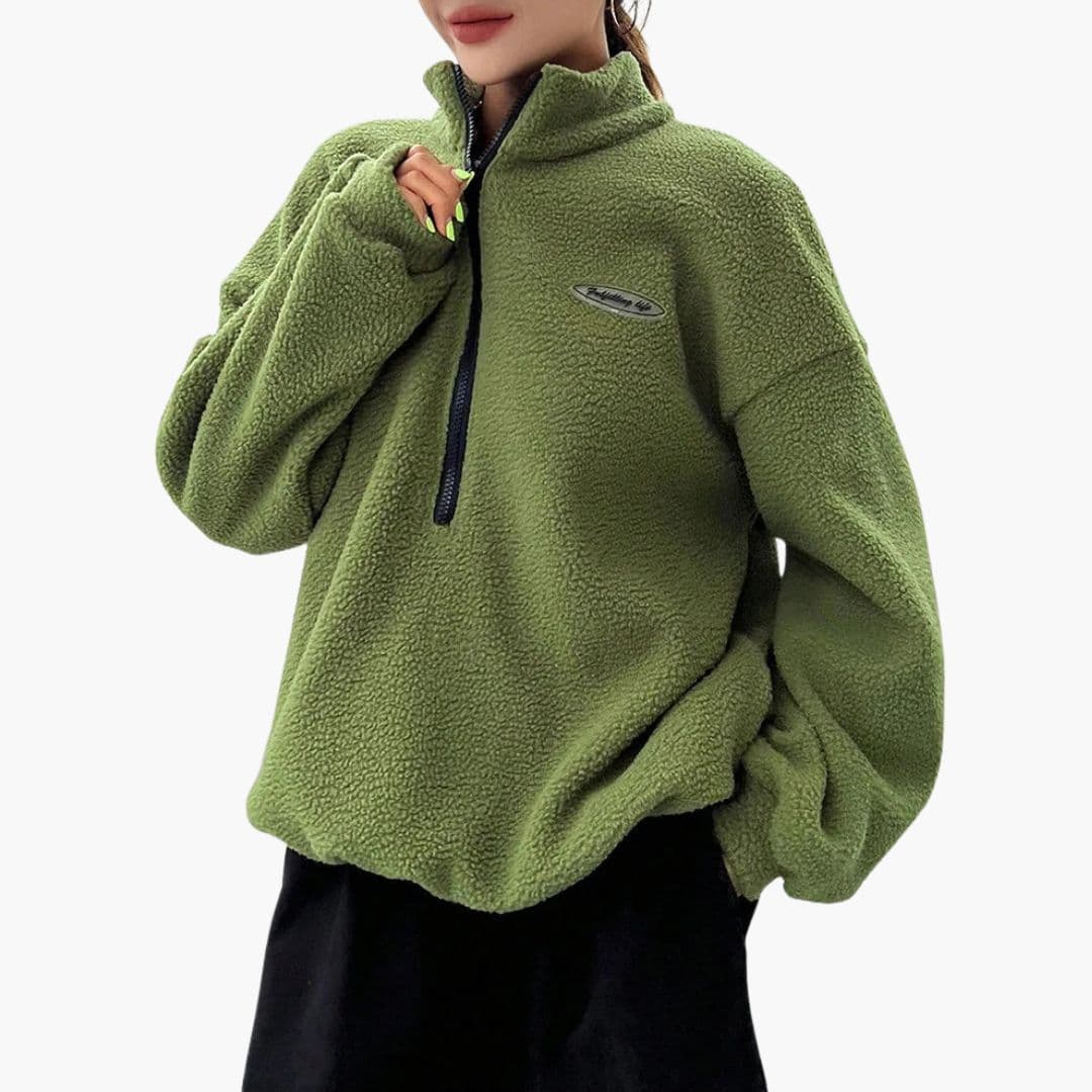 Sudadera de mujer de invierno con media cremallera y corte amplio