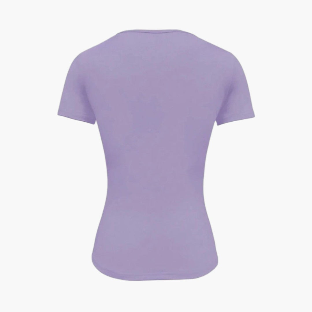 Maglietta donna con scollo rotondo e orlo dritto