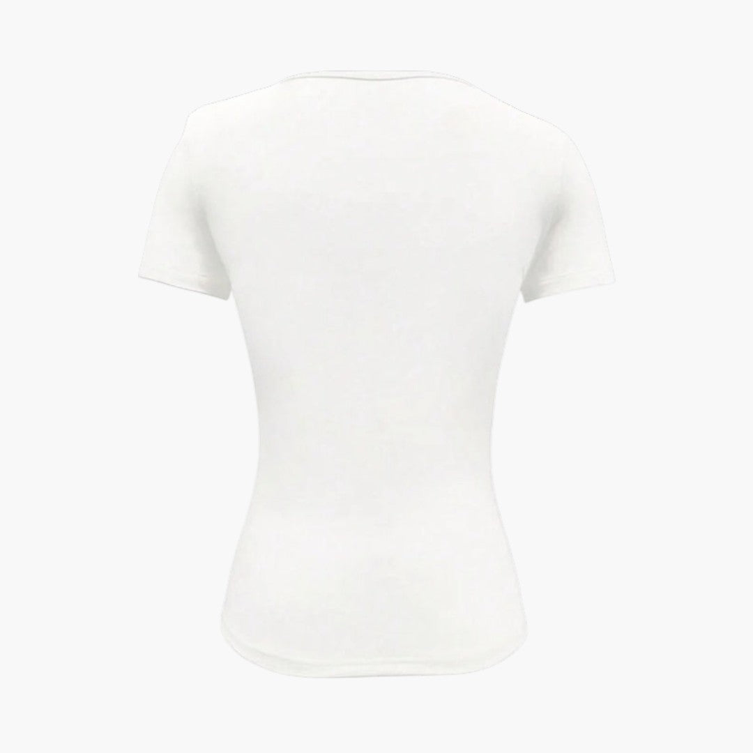Maglietta donna con scollo rotondo e orlo dritto