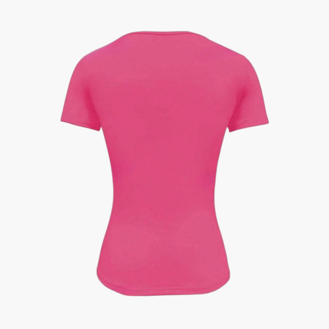 Maglietta donna con scollo rotondo e orlo dritto