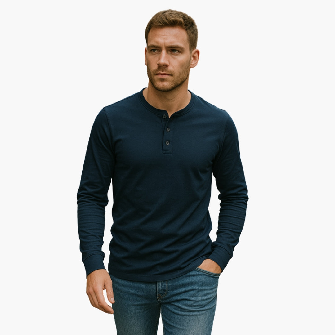 T-shirt Henley homme à manches longues