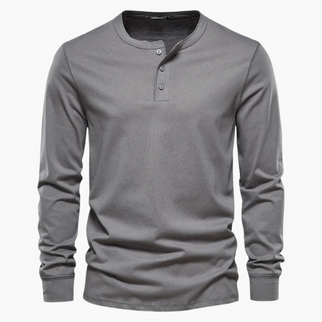 T-shirt Henley homme à manches longues