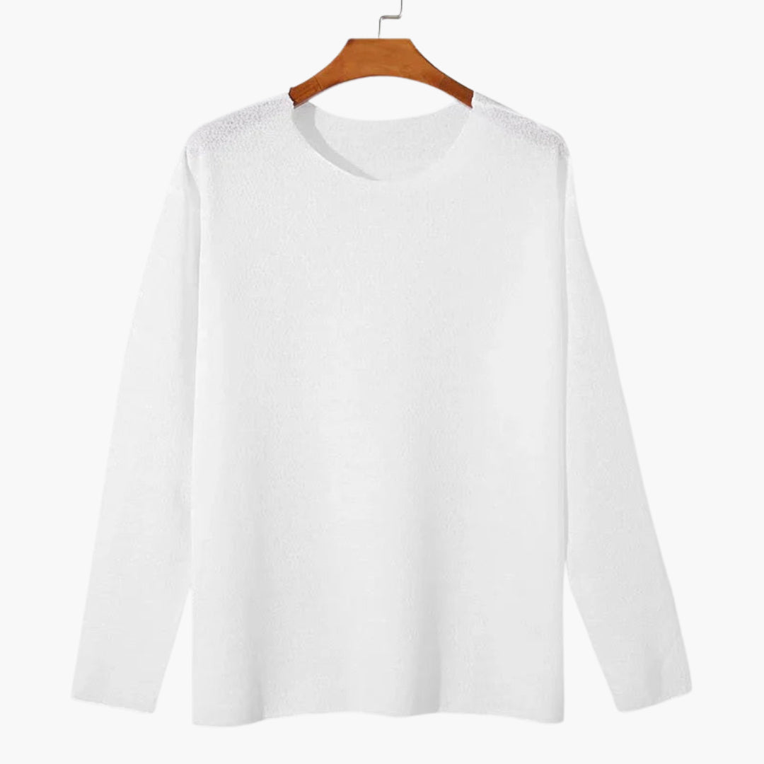 T-shirt à manches longues pour homme avec col rond et coupe décontractée