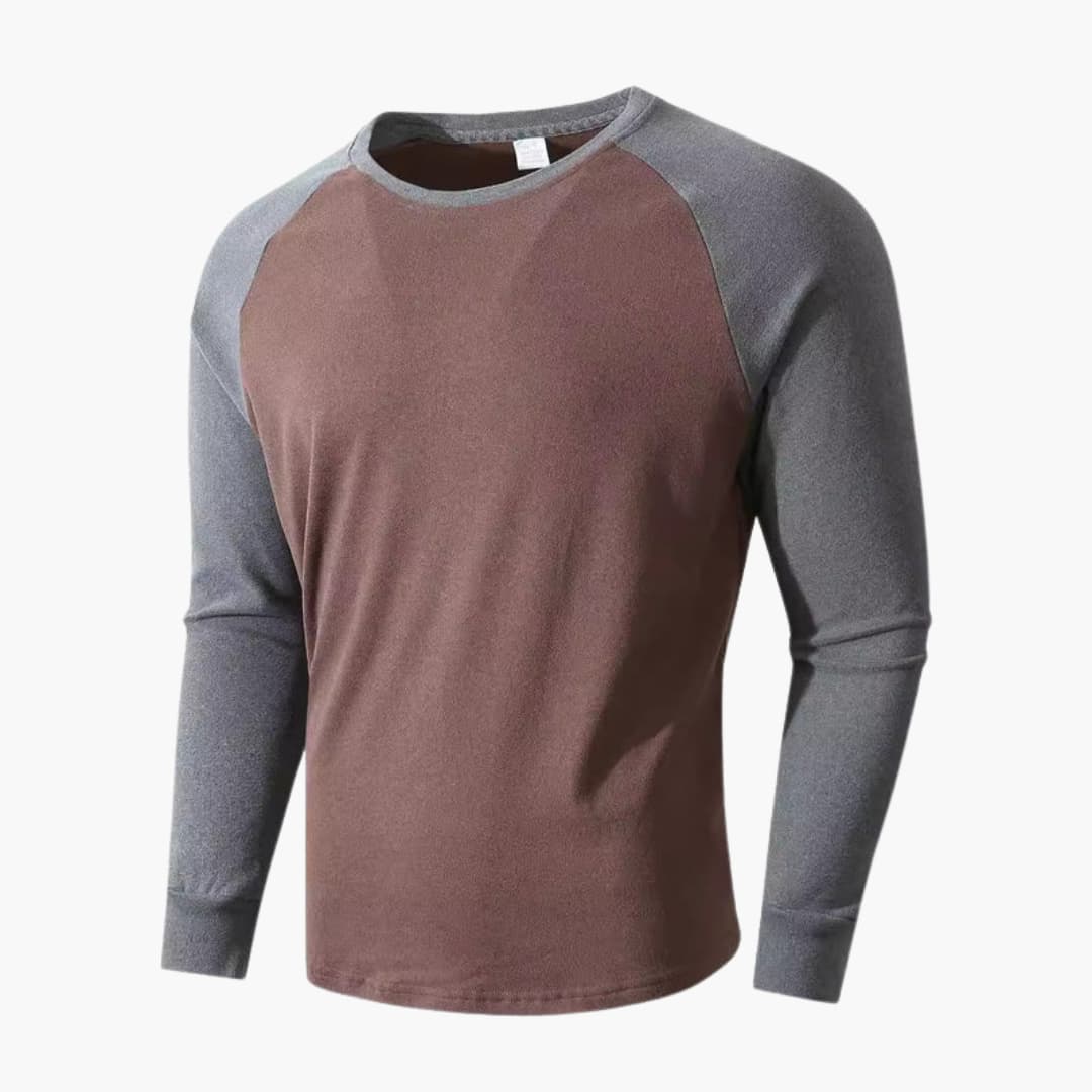 T-shirt de sport homme à manches longues avec manches raglan et col rond