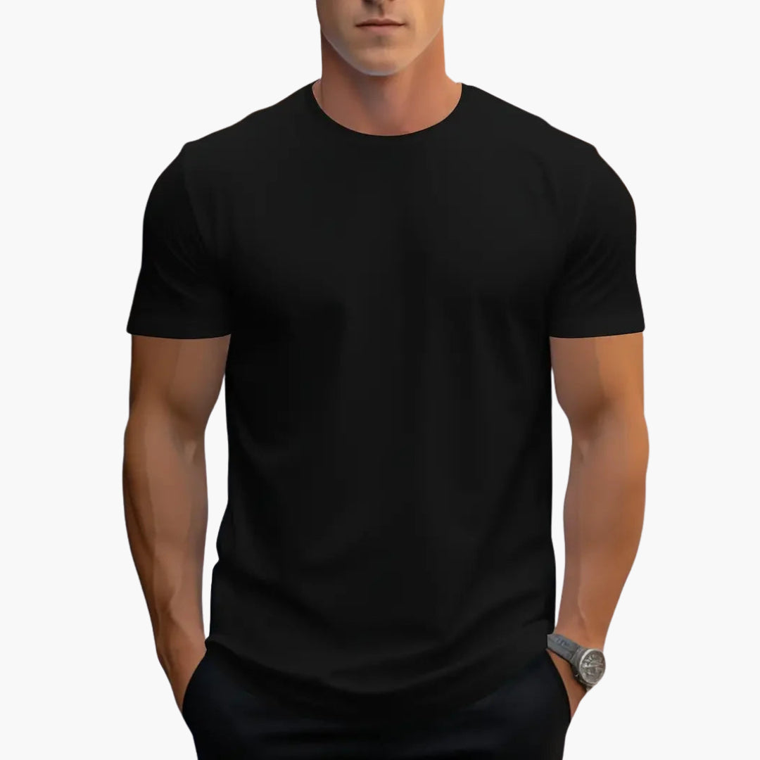 T-shirt homme à col rond avec manches courtes et coupe droite