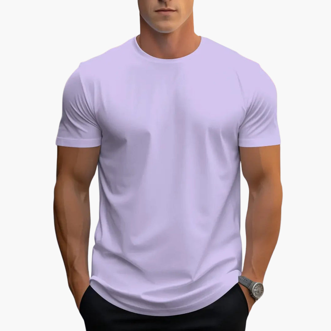 T-shirt homme à col rond avec manches courtes et coupe droite