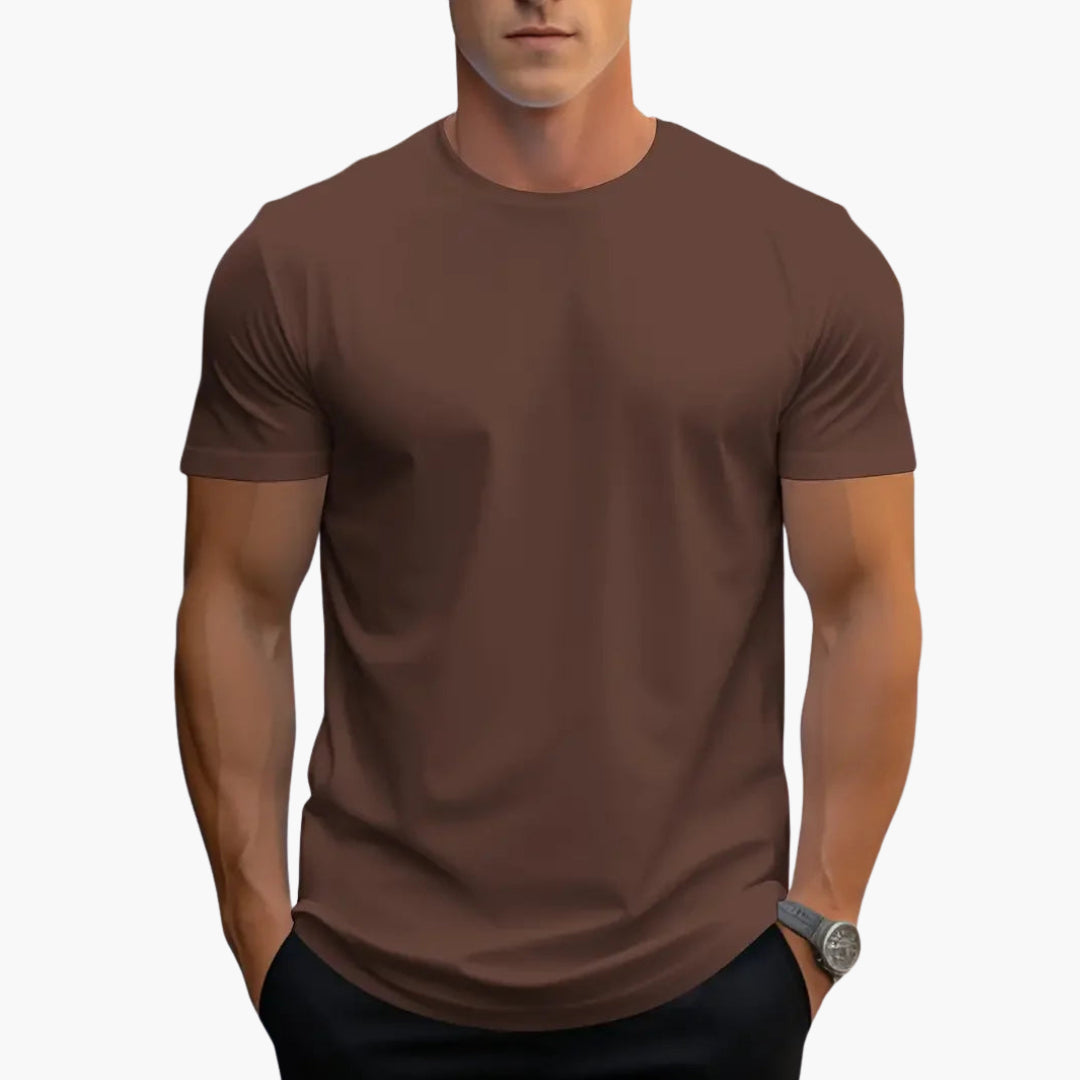T-shirt homme à col rond avec manches courtes et coupe droite
