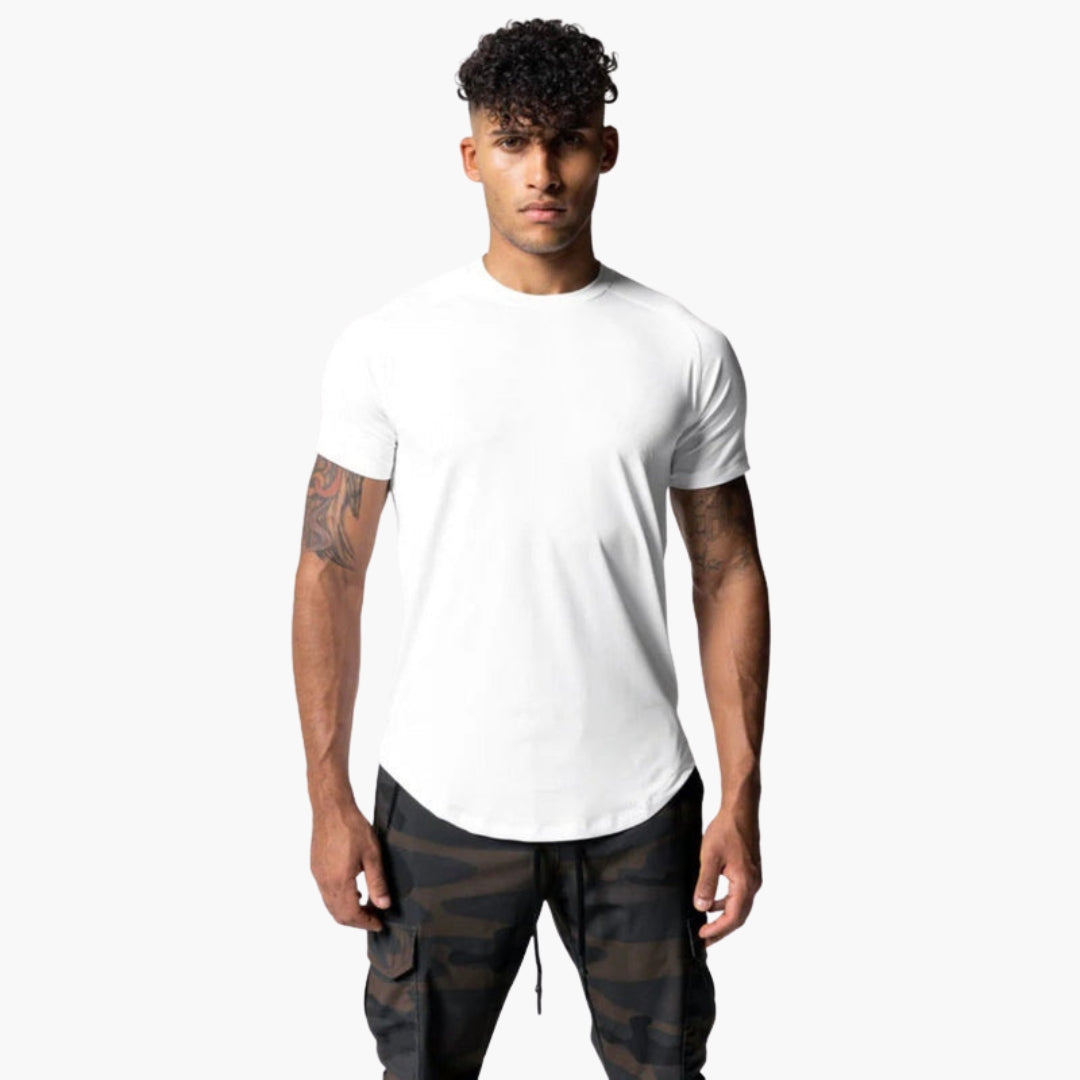 T-shirt homme avec col rond et manches raglan