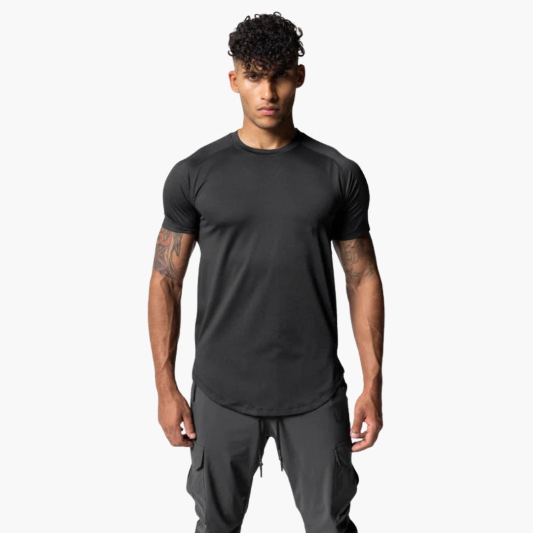 T-shirt uomo con collo rotondo e maniche raglan