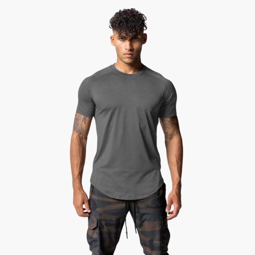 T-shirt uomo con collo rotondo e maniche raglan