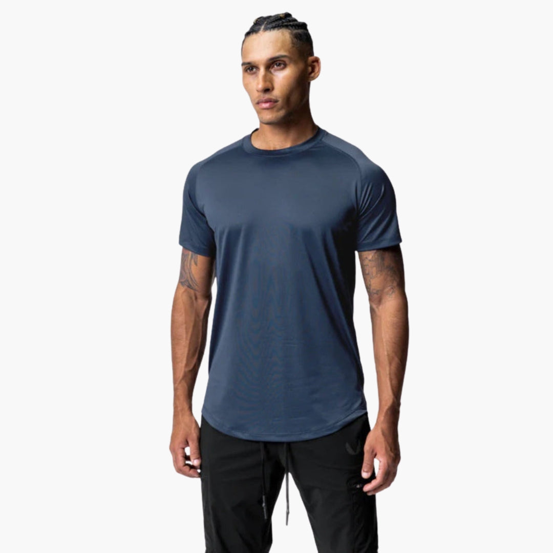 T-shirt uomo con collo rotondo e maniche raglan