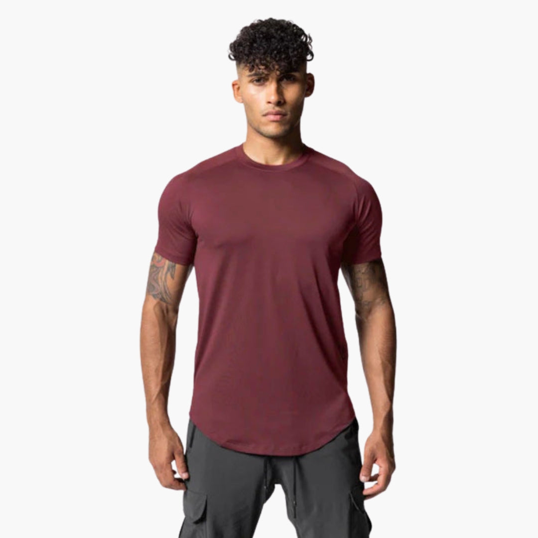 T-shirt uomo con collo rotondo e maniche raglan