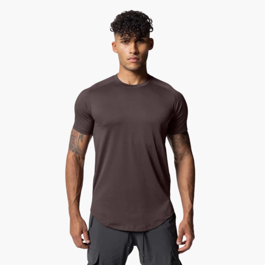 T-shirt uomo con collo rotondo e maniche raglan