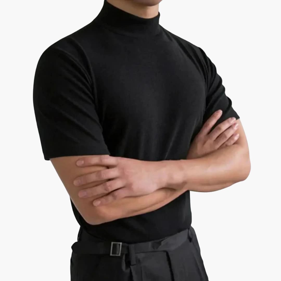 T-shirt pour homme à col montant et manches courtes