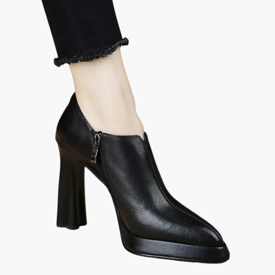 Talon Haut Femme avec Talon Bloc et Fermeture Zippée