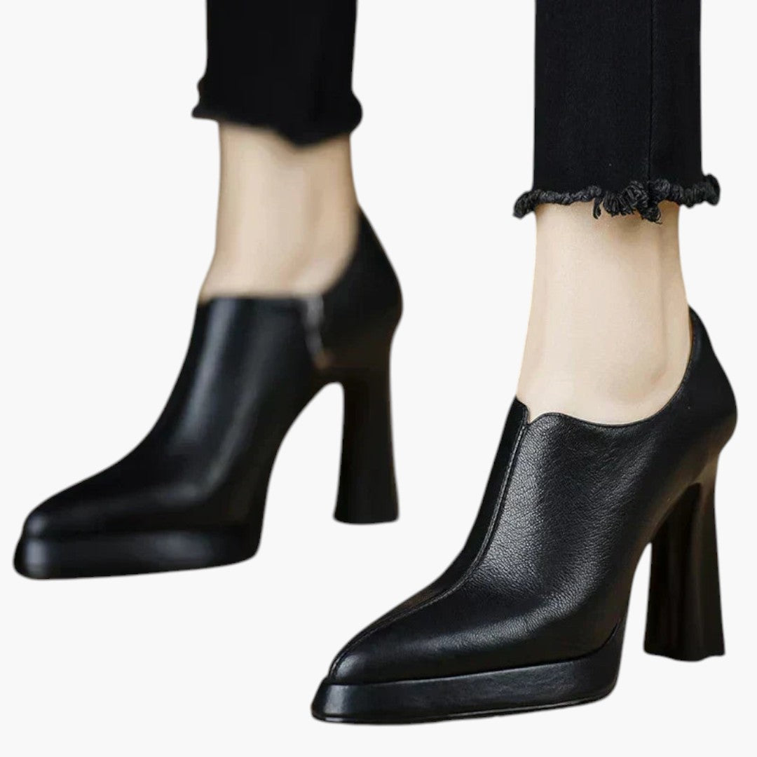 Talon Haut Femme avec Talon Bloc et Fermeture Zippée