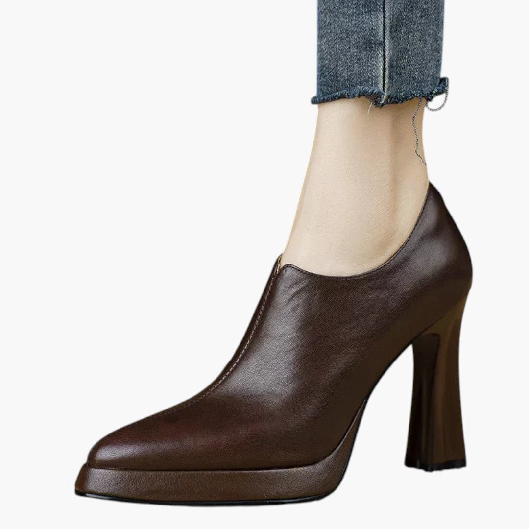 Talon Haut Femme avec Talon Bloc et Fermeture Zippée