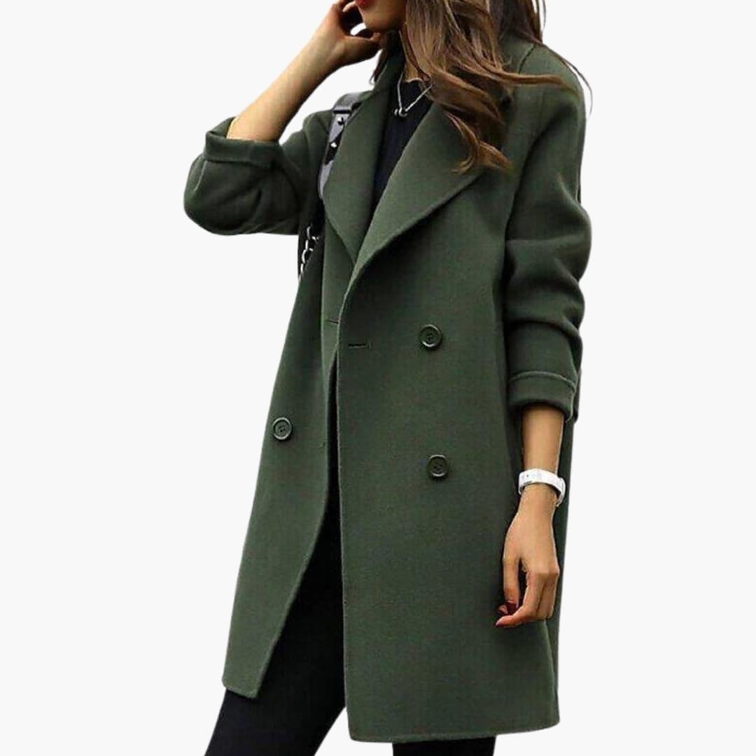 Trench-coat femme à double boutonnage avec col à revers cranté