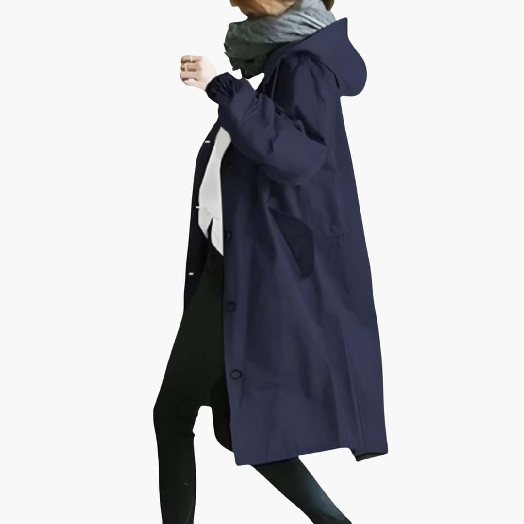 Trench Femme à Capuche avec Fermeture à Boutons
