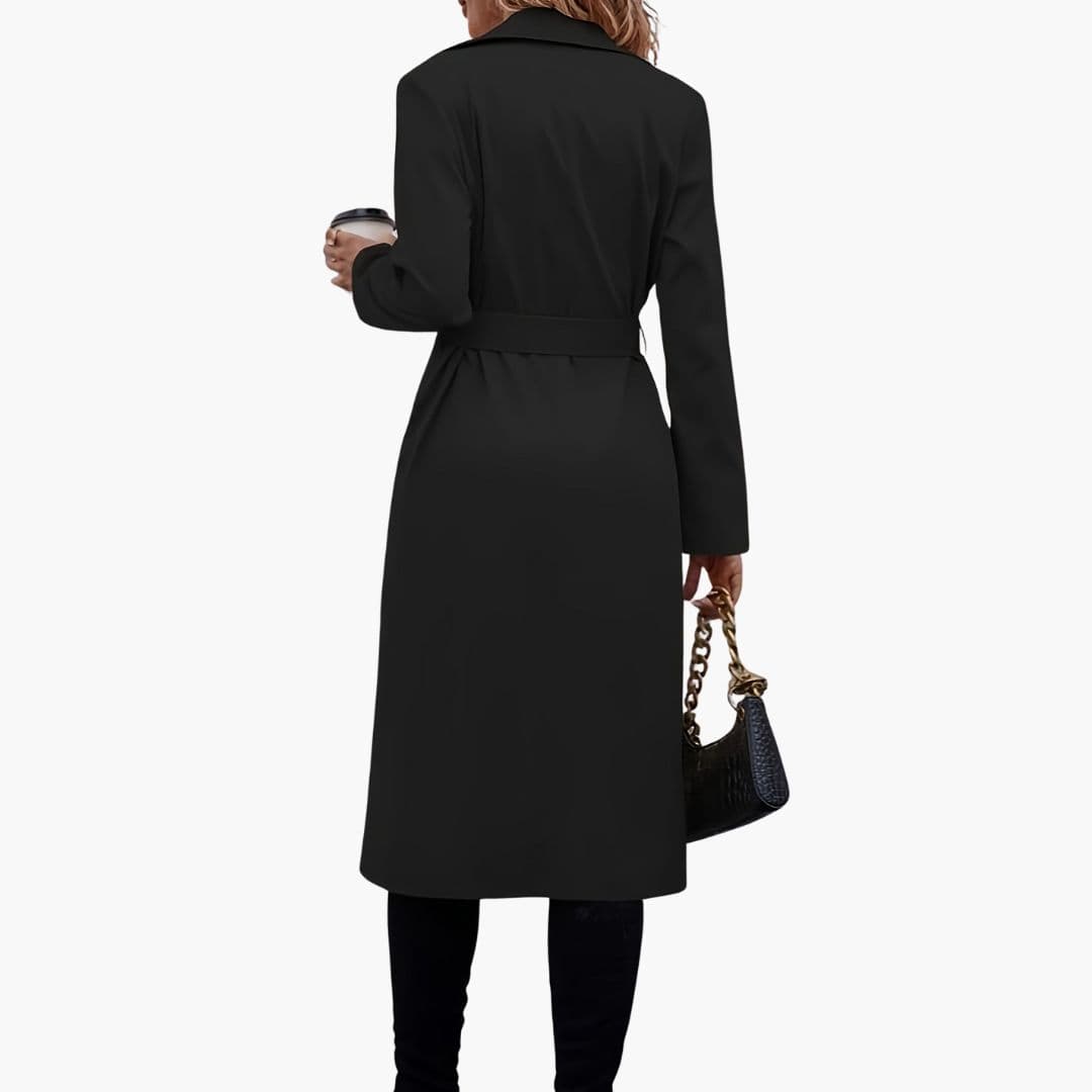 Manteau Trench Long Femme avec Ceinture à la Taille