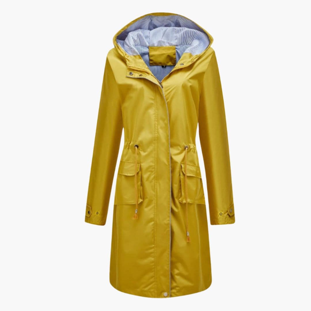 Trench femme à capuche et poches à rabat devant