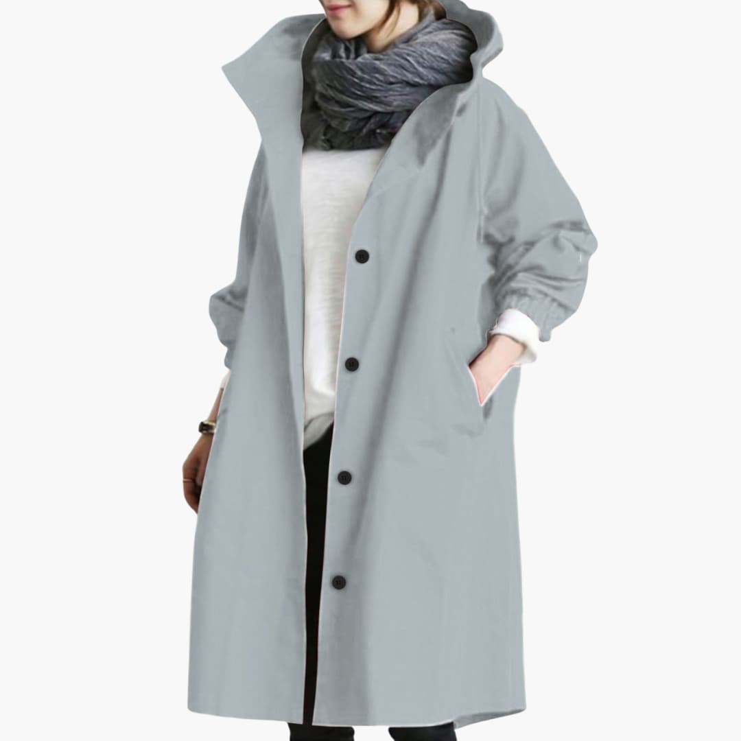 Trench femme avec capuche et fermeture à boutons