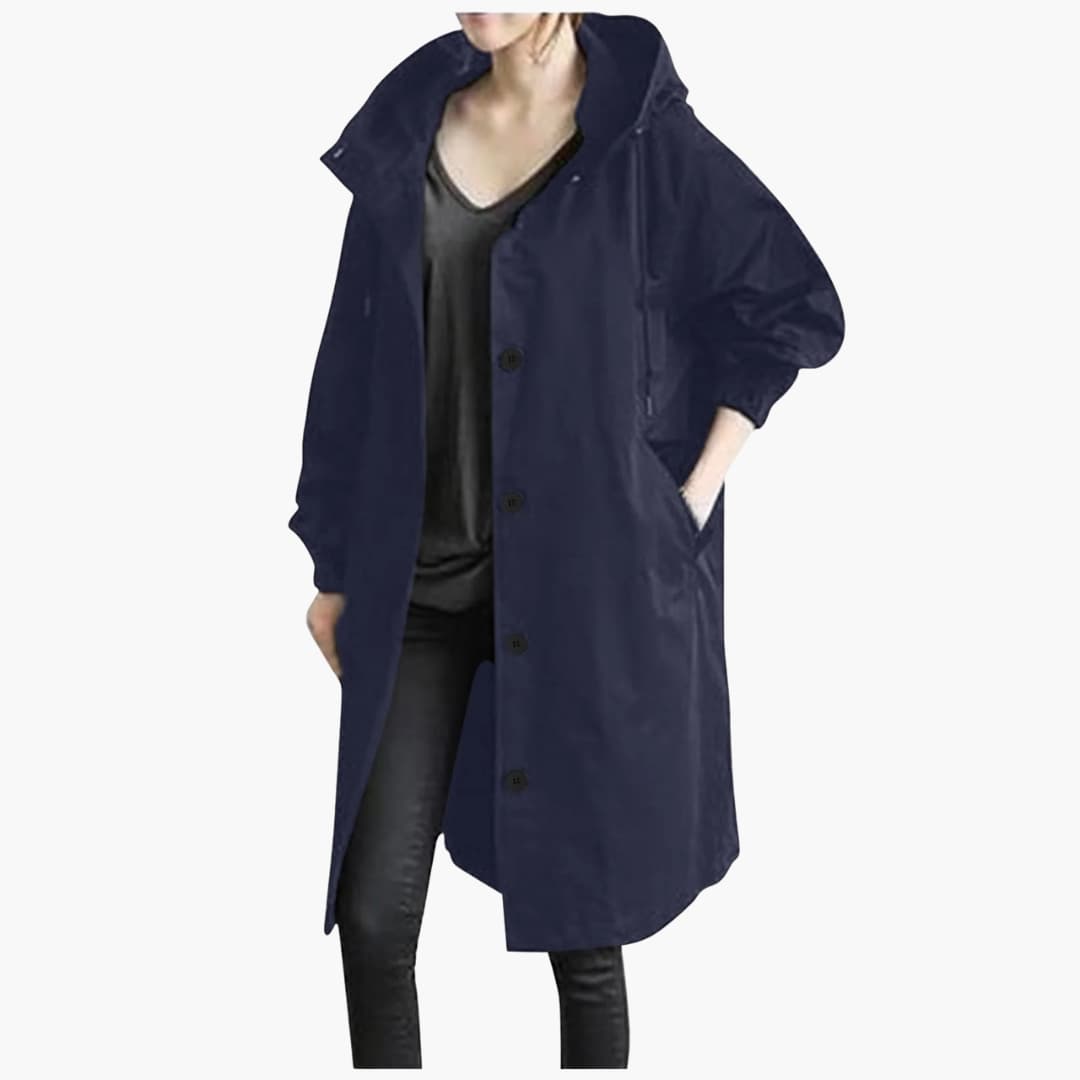Trench femme avec capuche et fermeture à boutons